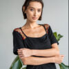 koszulka, czarna,karo,koronka,dzianina,wiskoza AMOR