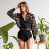 bluza, koronka,kwiaty,czarna,senseline,LIATRIS